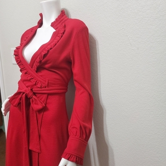 NWT Diane von Furstenberg Wool Wrap Red Dress Size 10 - Picture 8 of 15